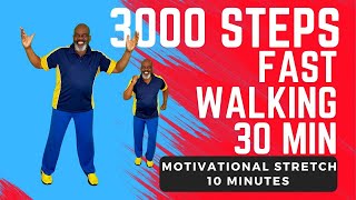 3000+ Steps Fast Pace Walking Cardio | Low Impact | Uplifting Motivational Cooldown Stretch | 40 Min