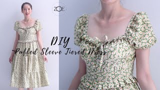 DIY Puffed Sleeve Tiered Dress | Zoe DIY