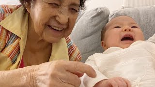 Korean Grandma's Reaction to her Great Granddaughter! | Jindo Dog Fam Vlog