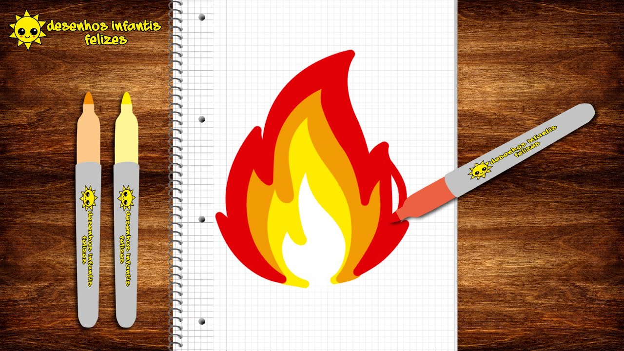 Como desenhar fogo : passo a passo fácil e rápido 