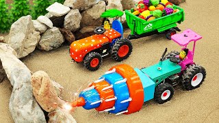 Diy tractor mini Bulldozer to making concrete road | Construction Vehicles, Road Roller #97