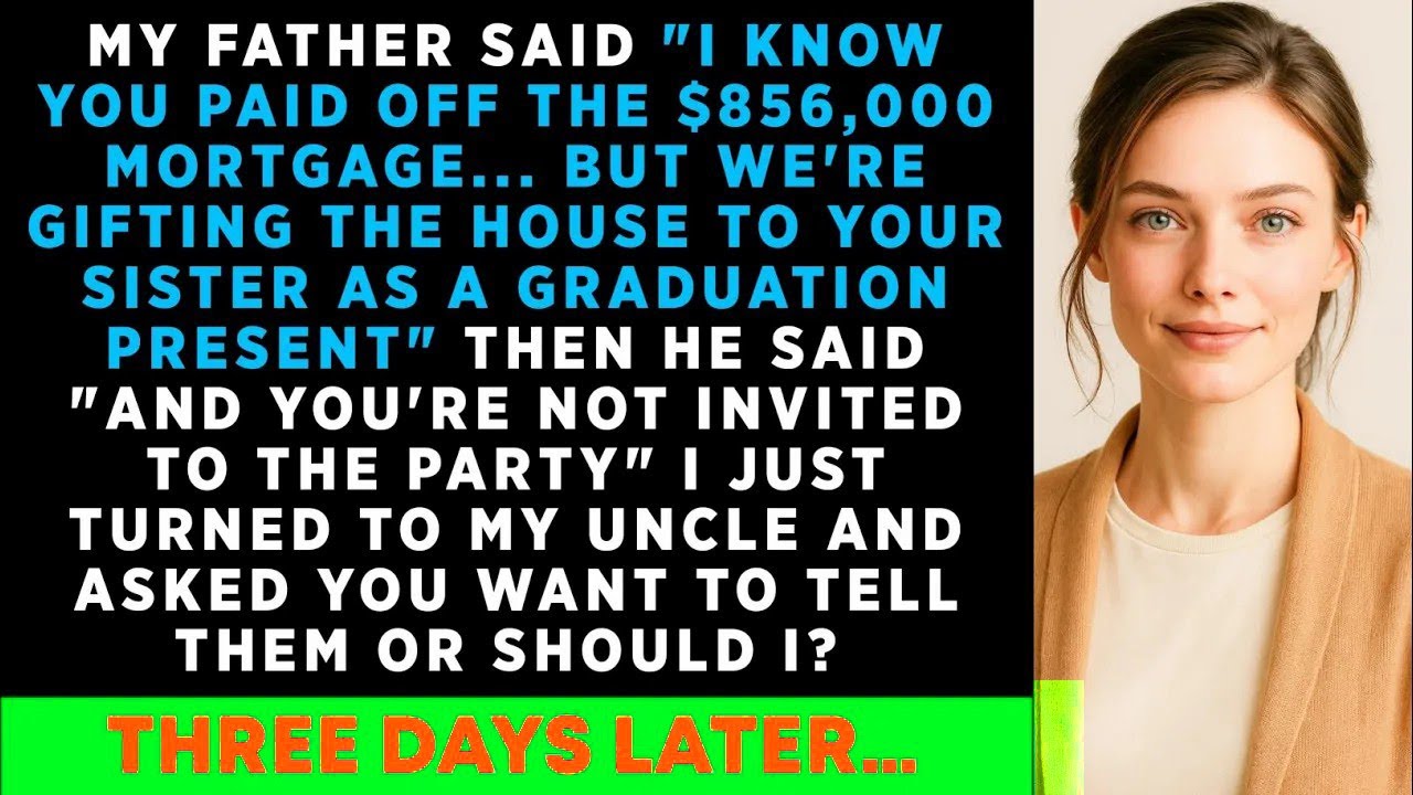 Father Said ' I Know You Paid Off the $856,000 Mortgage, But We're Gifting The House To Your Siste..