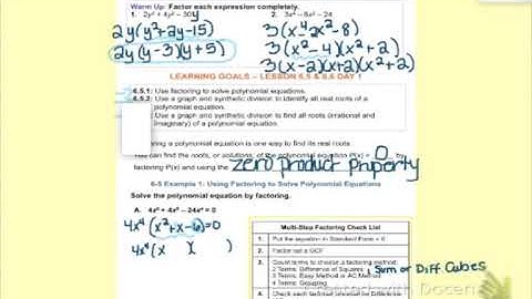 Algebra 2 Mod 7:1 "Finding Rational Solutions for Polynomial Equations"