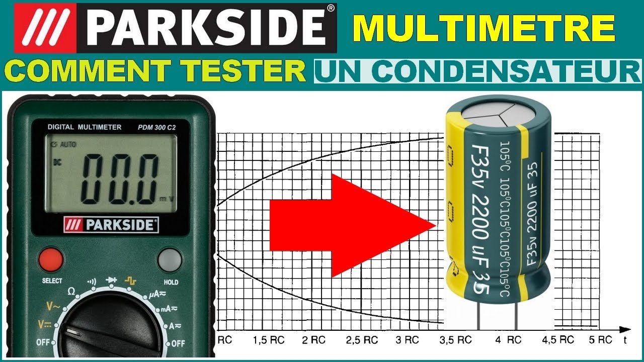 TESTER CONDENSATEUR AVEC MULTIMETRE Voltmetre Parkside PDM 300 C2 LIDL  ELECTRONIQUE multimeter 