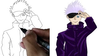 رسم غوجو من انمي جوجيتسو كايسن (Jujutsu Kaisen) رسم انمي