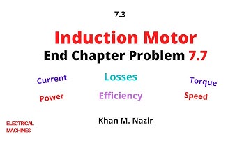 Induction Motor || Power|| Torque|| Speed|| Losses|| Efficiency|| End Ch Problem  7.7||EM 7.3 (E)