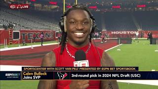 Calen Bullock Reacts To His 2 Ints In Texans Big Win Vs. Bills Sc With Svp