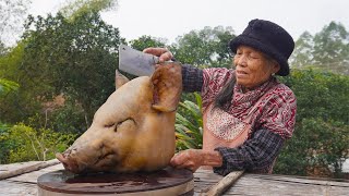 工地兒子買回15斤大豬頭，阿婆鹵了2小時，這美味家人一口一大塊Grandma makes Chinese food with pork head ｜Chinese Food ｜广西 美食｜ 玉林阿婆