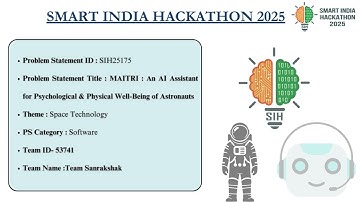 MAITRI – AI Assistant for Astronaut Well-Being | SIH 2025 Idea Presentation | Team Sanrakshak