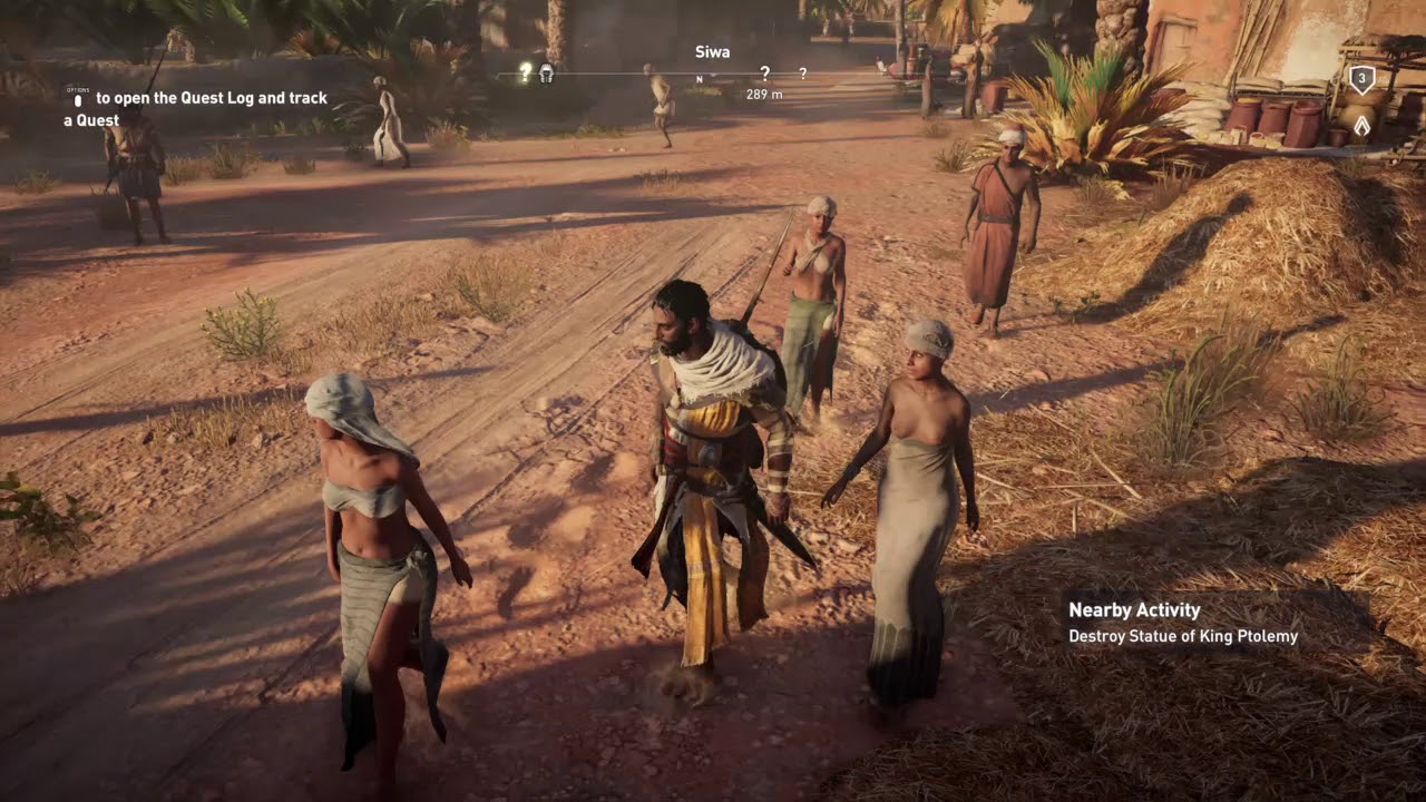 Found this topless lady wondering around in Siwa in Assassins Creed Origins. 