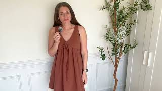 Women's Cute Tie Front Ruffle Dress Babydoll Deep V Neck A Line Short Flowy Dresses Going Out Outfit