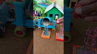Real Working Mini Tractor Cement Mixer 🚜 | DIY Concrete Pillar Making Machine #shorts#youtubeshorts