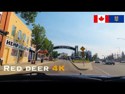 Red Deer 4K - Driving Tour of Downtown Red Deer to Gasoline Alley