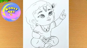 Beautiful Little Krishna Cute Pencil Drawing| Krishna Ji Drawing Easy | Lord Krishna Pencil Drawing