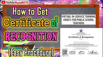 How to get the Certificate of Recognition Virtual In-Service Training for Teachers March 2021