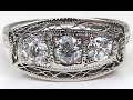 Antique Deco 3 Diamond Filigree Engagement 12KW Gold Ring Sz 6.5 UK-M1/2 EGL USA re-1466
