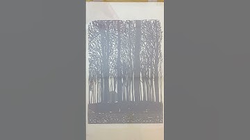 The full reduction linocut process - Trees linocut