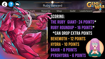 Gems of War - Ruby Reward World Event Teams for the Week of September 26, 2022