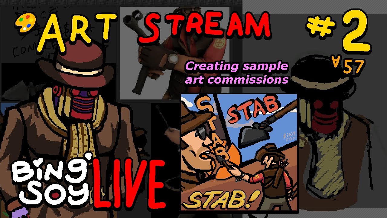 57 Art Stream #2 | Art commission prep: Sample art - YouTube