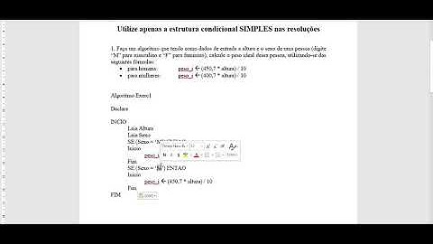 Algoritmos B1 - Exercício com Estrutura Condicional SIMPLES