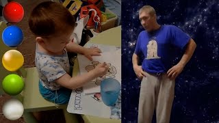 Космос Папа в Космосе Ребенок Рисует Раскрашивает и Пьёт Воду Для Раскраски