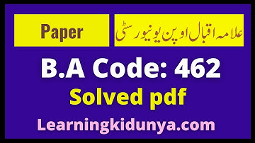 AIOU Solved Paper code 462 Autumn 2020 | Learning ki dunya | Aiou Assignments