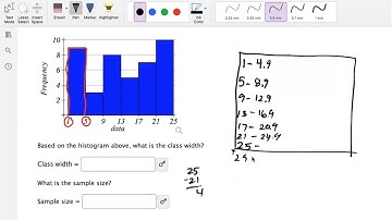 Finding the class width and sample size from the a histogram