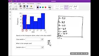 Finding the class width and sample size from the a histogram