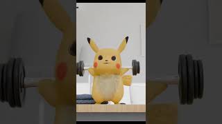 Pokemon Pikachu lifts a barbell #short