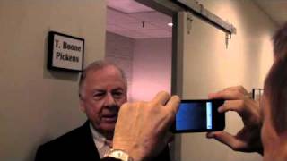 T. Boone Pickens visits with Jon Stewart on The Daily Show