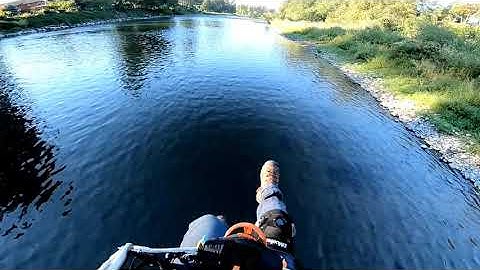 Paramotor flight  low level flying over the Clackamas river..