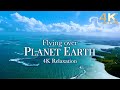 Bird eye view flying over planet earth  ambient relaxing music ambience  4k drone footage