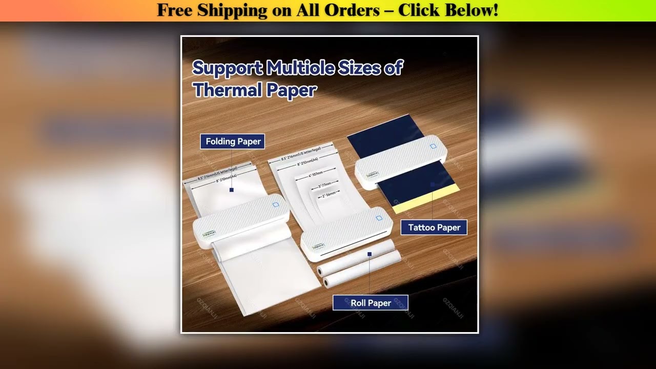 Inkless Portable A4 Thermal Printer Bluetooth PDF Excel Word Document Printing Machine Paper Roll