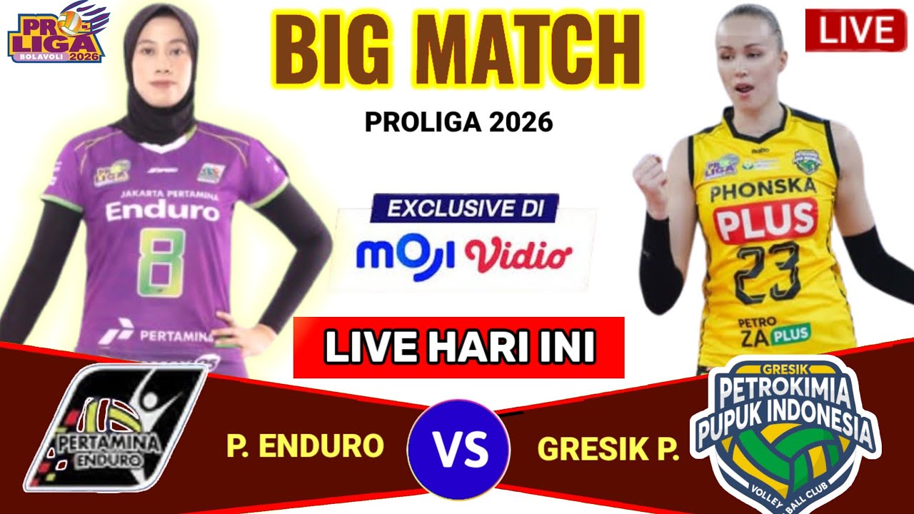 JADWAL MEGAWATI HARI INI: 18 Januari 2026 -PERTAMINA ENDURO vs GRESIK PHONSKA -Voli Proliga 2026