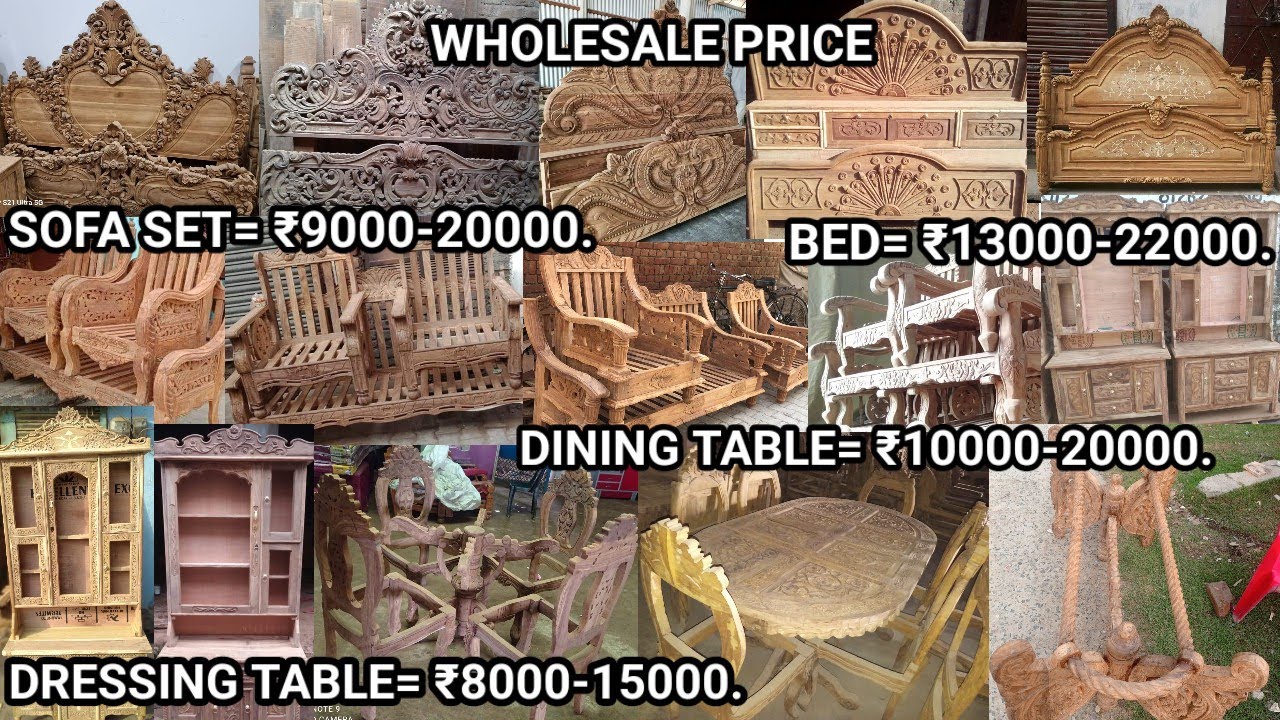 Shisham & Sagwan Wood Bed, Sofa Set, Dining Table & Dressing Wholesale