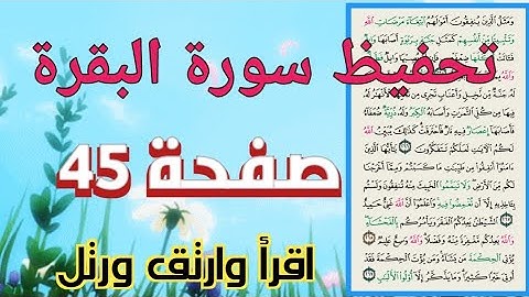 سورة البقرة صفحة 45.. حفظ ومراجعة للنساء بالتكرار والتجويد بروايةحفص " ومثل الذين ينفقون..."جزء ثالث