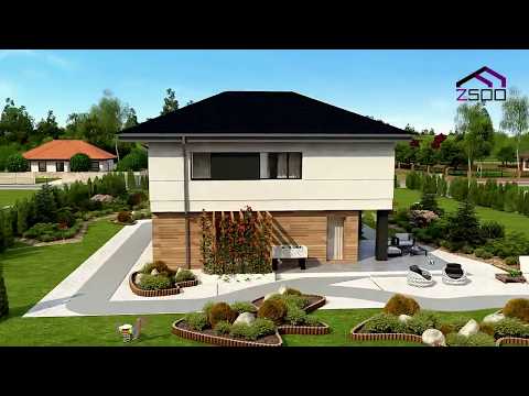 Двухэтажный коттедж с четырехскатной кровлей Z319 от Z500