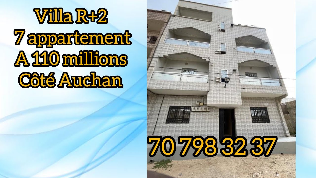 VILLA R+2 COMPOSÉE DE 7 APPARTEMENTS A VENDRE PRES DE AUCHAN KEUR MASSAR 