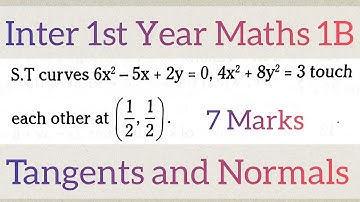 Inter 1st Year Maths 1B Tangents and Normals in telugu@maths naresh eclass
