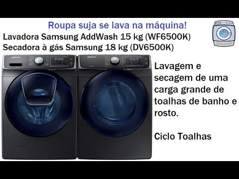Lavadora Samsung AddWash 15kg e secadora a gás Samsung 18kg - Lavando e  secando toalhas - YouTube