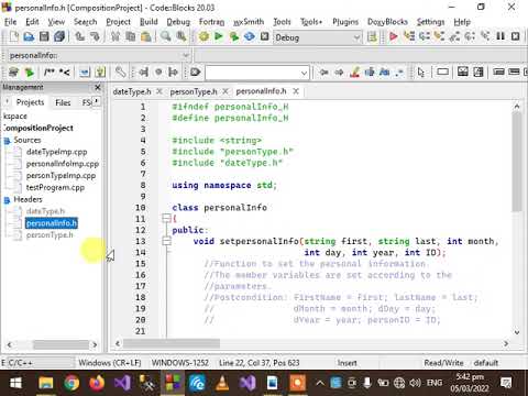 20   C++ CodeBlocks Explaining Composition Project