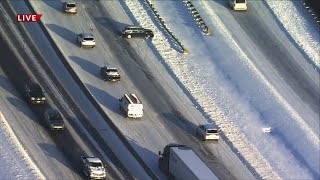 Snow and ice-covered I-64/40 causes major issues in Chesterfield during morning commute