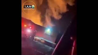 حريق‬⁩ هائل في ⁧‫أوهايو_الأمريكية‬⁩ بعد  خروج ⁧‫قطار‬⁩ عن القضبان