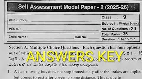 💯9th class physics self assessment model 2 question paper answers real paper fa-2 new syllabus 