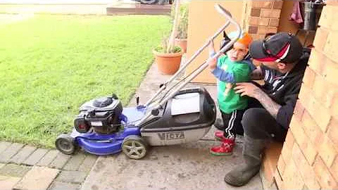 Lawn Mower (#1 Blippi & RyanToysReview Fans mowing the lawn with daddy)