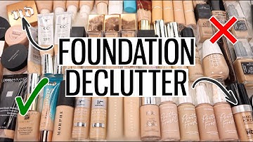 HUGE FOUNDATION COLLECTION DECLUTTER 2021 😱 GETTING RID OF MY MAKEUP!