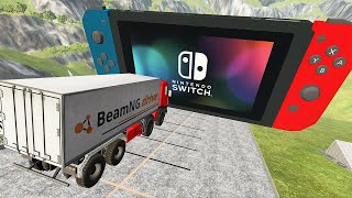 Cars Jumping Into Giant Nintendo Switch – BeamNG.Drive