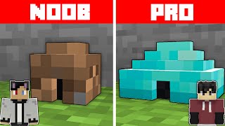 Minecraft NOOB vs PRO: SAFEST TINY HOUSE BUILD CHALLENGE