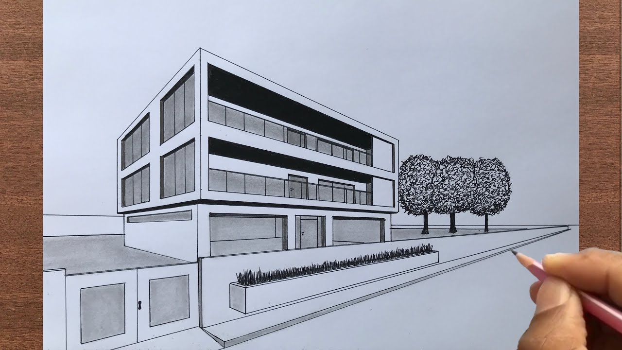 How to Draw a House in 2 Point Perspective - YouTube