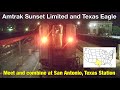 [ Amtrak Train ] Sunset Limited and Texas Eagle combine at San Antonio station in August 2009